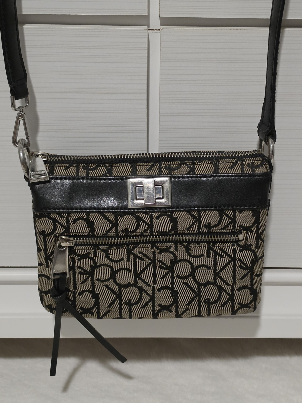Calvin Klein Black and Tan Crossbody Bag